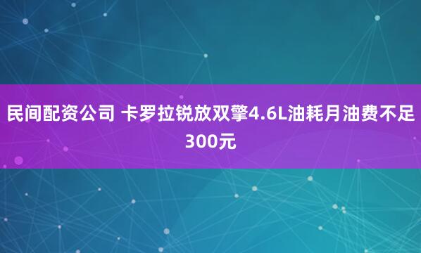 民间配资公司 卡罗拉锐放双擎4.6L油耗月油费不足300元